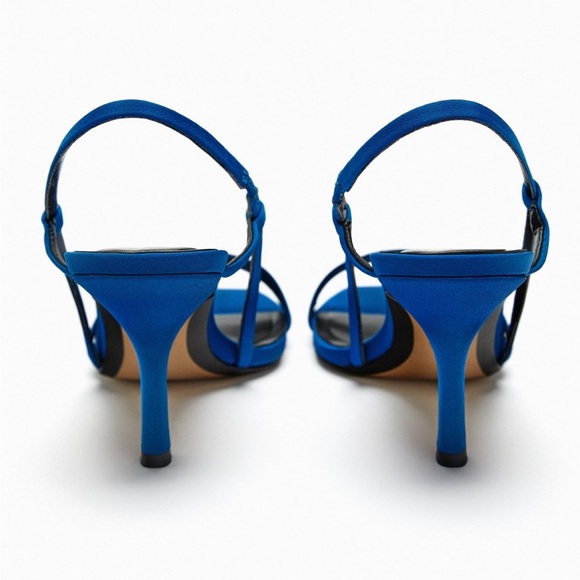 Zara STRAPPY HEELED SANDALS. Blue. Size 6.5. New with Tags. - Picture 5 of 8